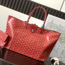 AAAAA Replica Goyard Saint Louis PM/GM Tote Bags Goyardine Coated Red Fake Clone