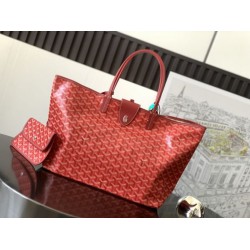 AAAAA Replica Goyard Saint Louis PM/GM Tote Bags Goyardine Coated Red Fake Clone
