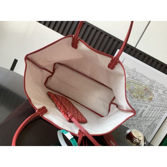 AAAAA Replica Goyard Saint Louis PM/GM Tote Bags Goyardine Coated Red Fake Clone