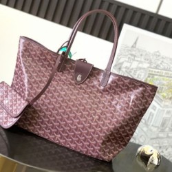 AAAAA Replica Goyard Saint Louis PM/GM tote bags Burgundy Goyardine coating Fake Clone