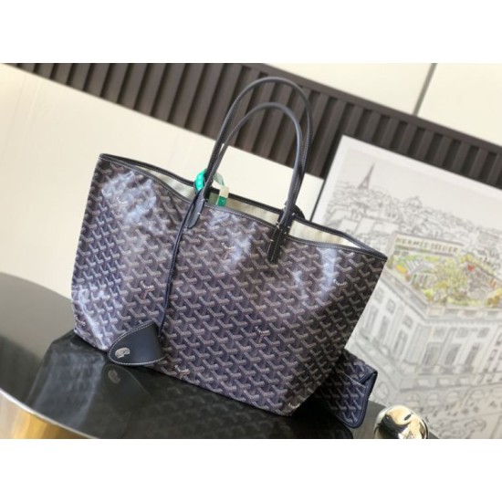 AAAAA Replica Goyard Saint Louis PM/GM Tote Bags Goyardine Coated Black Fake Clone