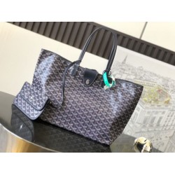 AAAAA Replica Goyard Saint Louis PM/GM Tote Bags Goyardine Coated Black Fake Clone