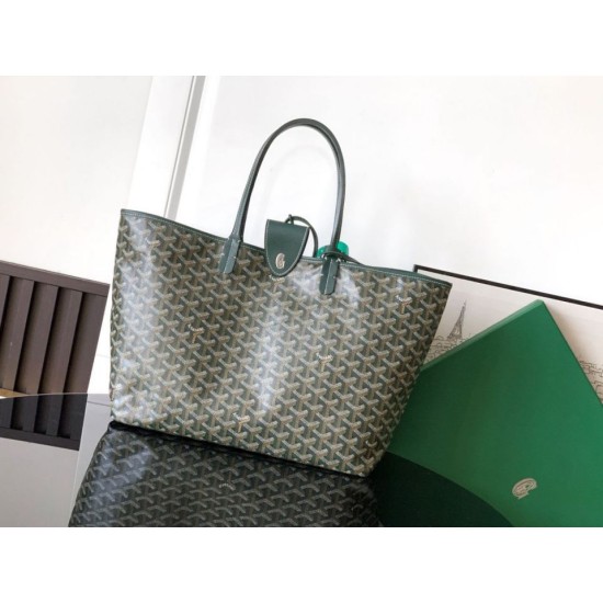 AAAAA Replica Goyard Saint Louis PM/GM tote bags Green Goyardine coated Fake Clone