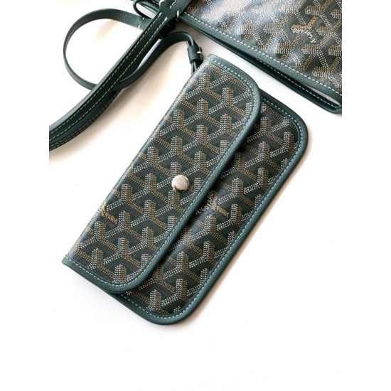 AAAAA Replica Goyard Saint Louis PM/GM tote bags Green Goyardine coated Fake Clone