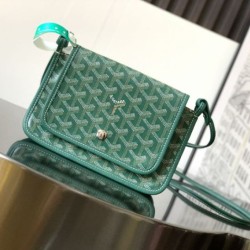 AAAAA Replica Goyard Plumet clutch bag with green initials Fake Clone
