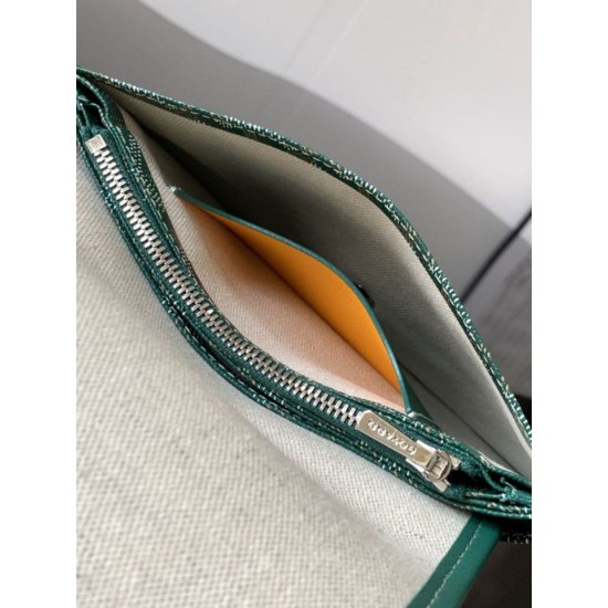 Replica Goyard Plumet clutch bag with green initials Knockoff Cheap AAAAA Replica Goyard Plumet clutch bag with green initials Fake Clone