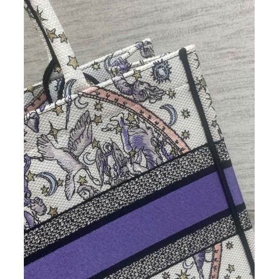 AAAAA Replica Dior Lucky Medium Dior Book Tote White with Dior Night of Dreams Motif Fake Clone