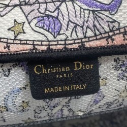 AAAAA Replica Dior Lucky Medium Dior Book Tote White with Dior Night of Dreams Motif Fake Clone