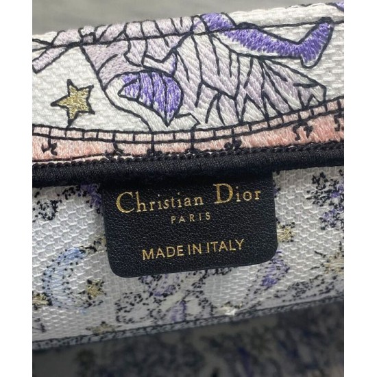 AAAAA Replica Dior Lucky Medium Dior Book Tote White with Dior Night of Dreams Motif Fake Clone