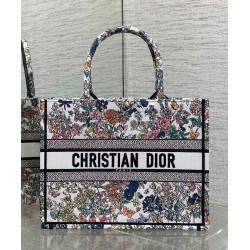 AAAAA Replica Dior Lucky Medium Dior Book Tote White with Dior Night of Dreams Motif Fake Clone