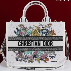 AAAAA Replica Dior Lucky Medium Dior Book Tote White Fake Clone
