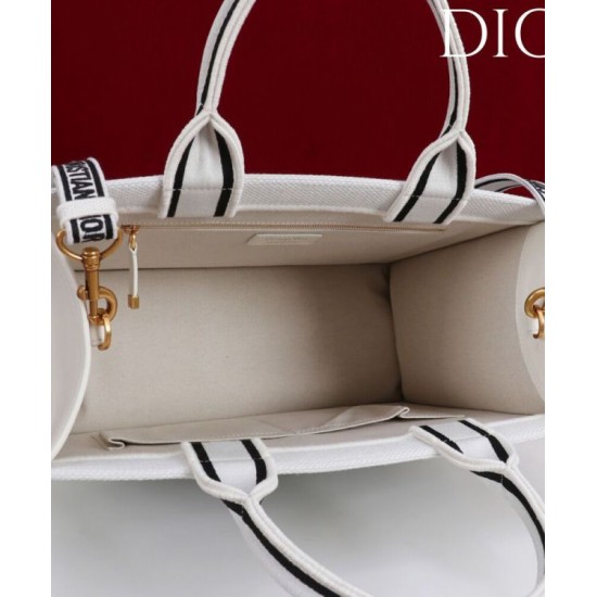 AAAAA Replica Dior Lucky Medium Dior Book Tote White Fake Clone