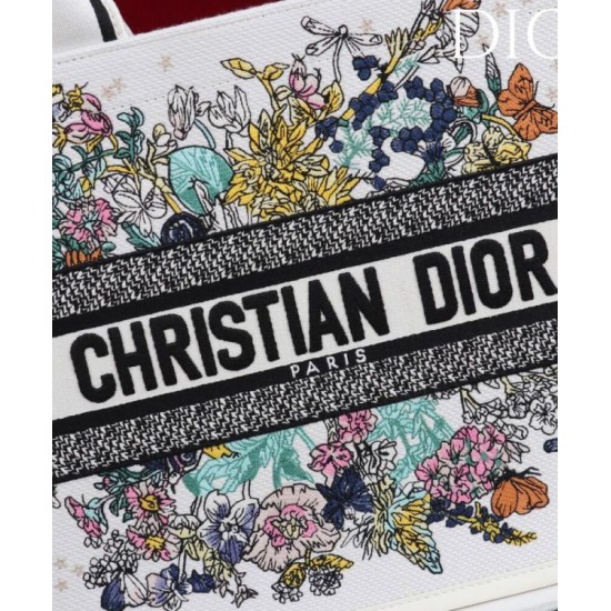 AAAAA Replica Dior Lucky Medium Dior Book Tote White Fake Clone