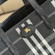 Replica Burberry Mini Reversible Bloomsbury Check Tote Bag Black/Blue Clone Cheap
