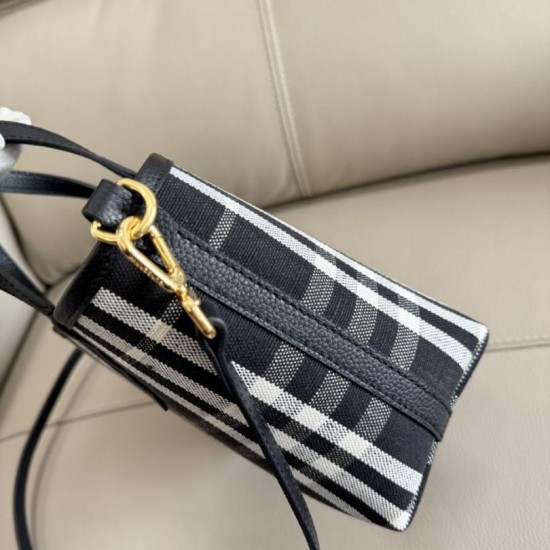 Replica Burberry Mini Reversible Bloomsbury Check Tote Bag Black/Blue Clone Cheap