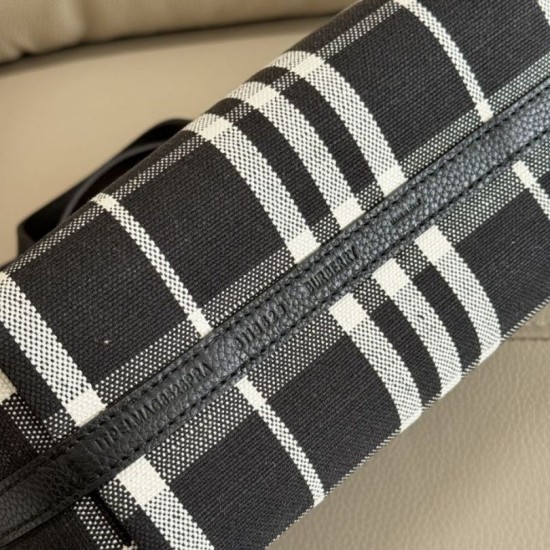 Replica Burberry Mini Reversible Bloomsbury Check Tote Bag Black/Blue Clone Cheap