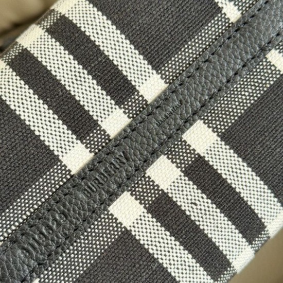 Replica Burberry Mini Reversible Bloomsbury Check Tote Bag Black/Blue Clone Cheap