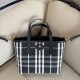 Replica Burberry Mini Reversible Bloomsbury Check Tote Bag Black/Blue Clone Cheap