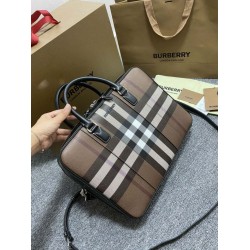 Replica Burberry Ainsworth Check Briefcase Dark Birch Brown Clone Cheap