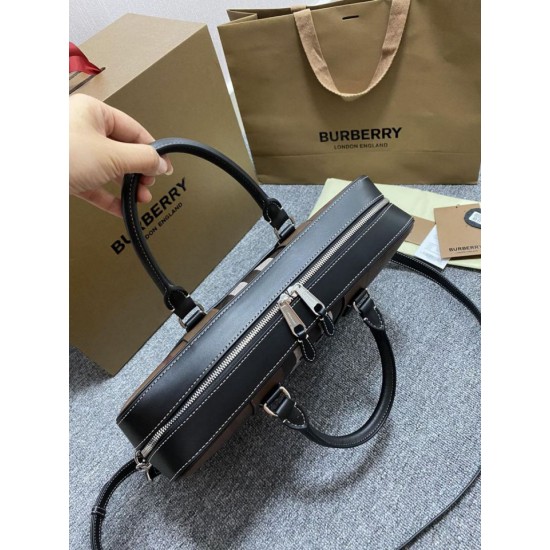 Replica Burberry Ainsworth Check Briefcase Dark Birch Brown Clone Cheap