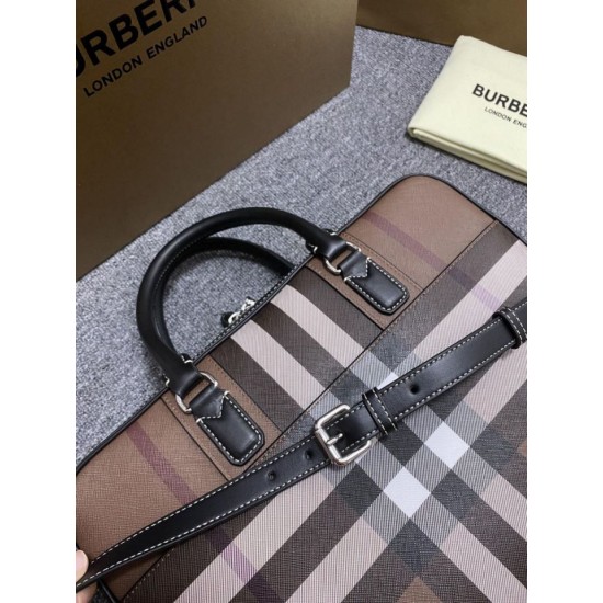 Replica Burberry Ainsworth Check Briefcase Dark Birch Brown Clone Cheap