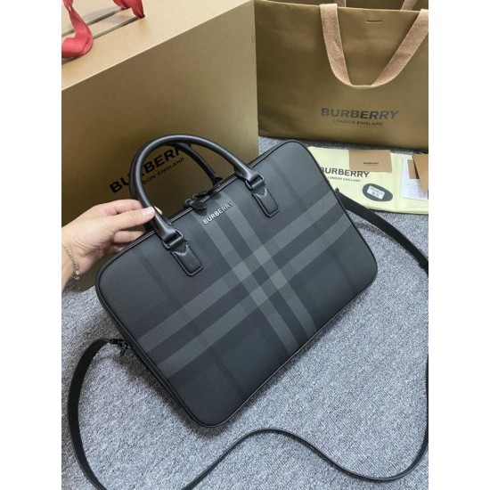 Replica Burberry Ainsworth Check Briefcase Dark Birch Blue Clone Cheap