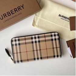Replica Burberry Vintage Check E-canvas Zipper Wallet Clone Cheap