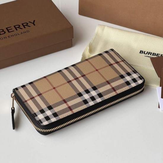 Knockoff Burberry Vintage Check E-canvas Zipper Wallet Fake Sale Online Replica Burberry Vintage Check E-canvas Zipper Wallet Clone Cheap