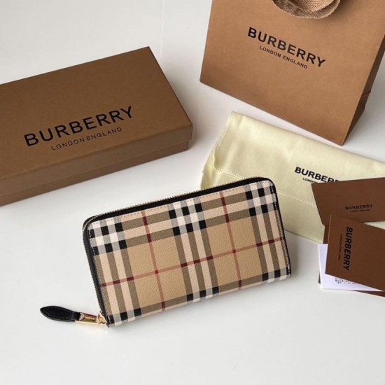 Knockoff Burberry Vintage Check E-canvas Zipper Wallet Fake Sale Online Replica Burberry Vintage Check E-canvas Zipper Wallet Clone Cheap
