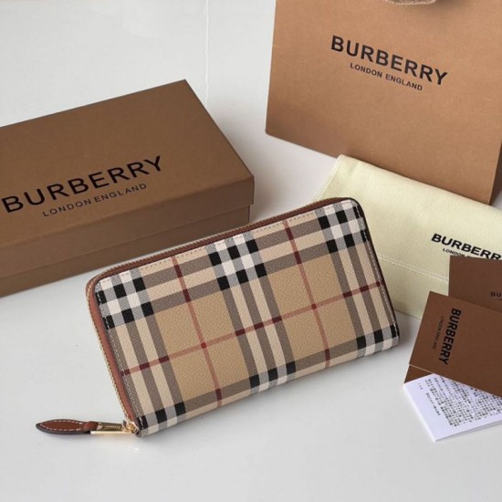 Replica Burberry Vintage Check E-canvas Zipper Wallet Clone Cheap