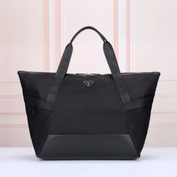 Replica Prada Re-Nylon Tote Bag with Black Leather Trim Clone Cheap