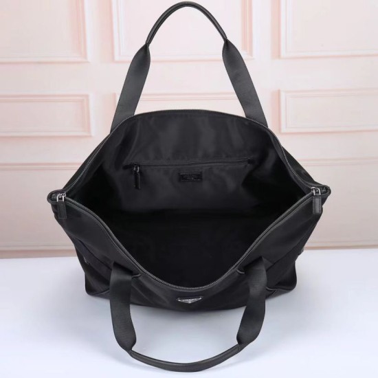 Replica Prada Re-Nylon Tote Bag with Black Leather Trim Clone Cheap