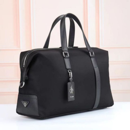 Replica Prada Re-Nylon Saffiano Travel Bag Black Clone Cheap