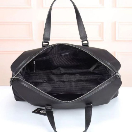 Replica Prada Re-Nylon Saffiano Travel Bag Black Clone Cheap