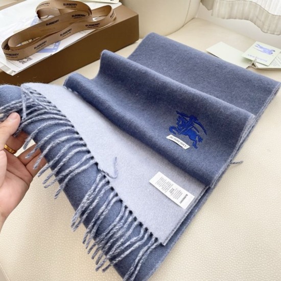 Replica Burberry Classic Reversible Cashmere Scarf 32 x 180cm Blue/Grey Clone Cheap