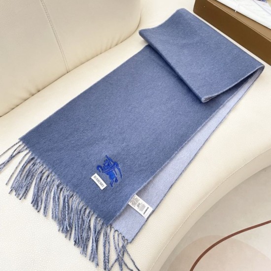Replica Burberry Classic Reversible Cashmere Scarf 32 x 180cm Blue/Grey Clone Cheap