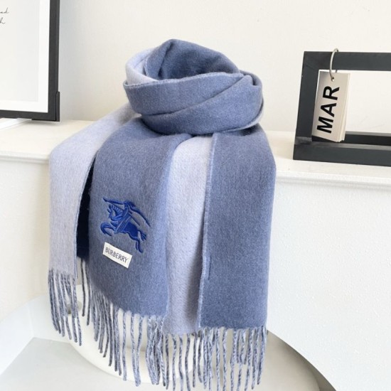 Replica Burberry Classic Reversible Cashmere Scarf 32 x 180cm Blue/Grey Clone Cheap