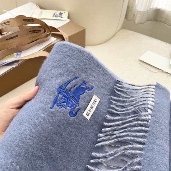 Replica Burberry Classic Reversible Cashmere Scarf 32 x 180cm Blue/Grey Clone Cheap