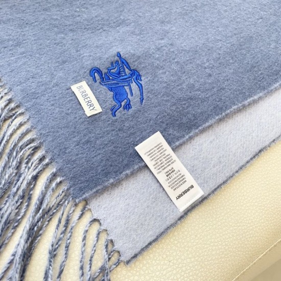 Replica Burberry Classic Reversible Cashmere Scarf 32 x 180cm Blue/Grey Clone Cheap