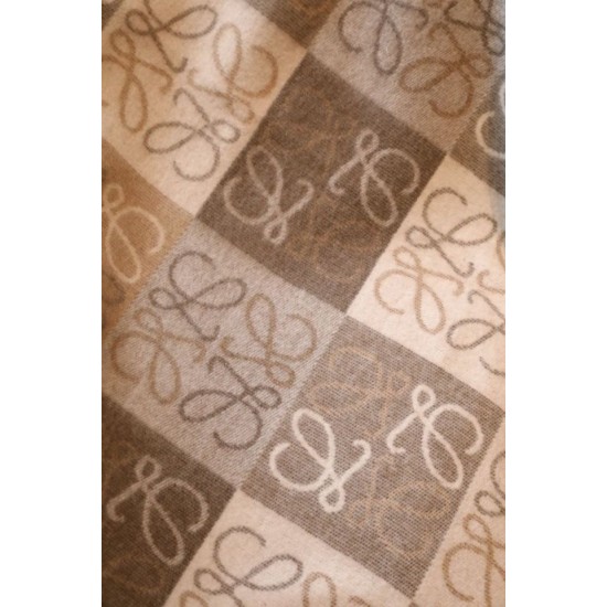 Replica Loewe Anagram Checked Cashmere Blanket Beige 135 x 170cm Clone Cheap