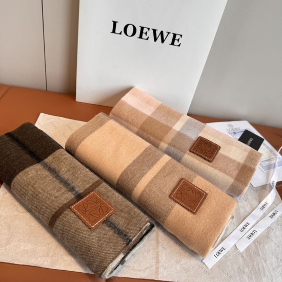 Replica Loewe Reversible Cashmere Scarf with Checkered Pattern 30 x 180cm Clone Cheap