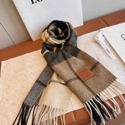 Replica Loewe Reversible Cashmere Scarf with Checkered Pattern 30 x 180cm Clone Cheap