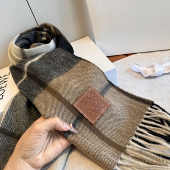 Replica Loewe Reversible Cashmere Scarf with Checkered Pattern 30 x 180cm Clone Cheap
