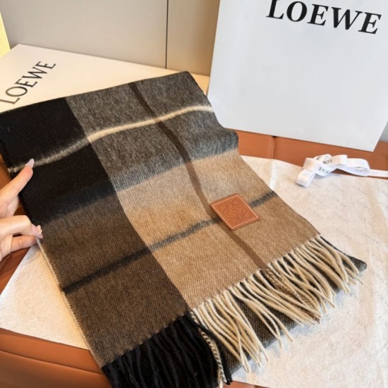 Replica Loewe Reversible Cashmere Scarf with Checkered Pattern 30 x 180cm Clone Cheap