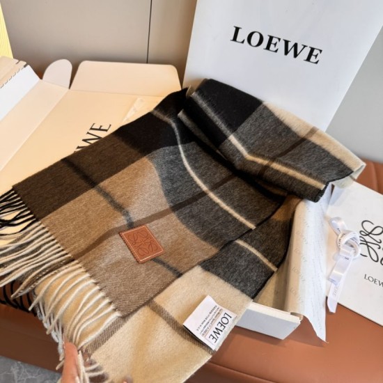 Replica Loewe Reversible Cashmere Scarf with Checkered Pattern 30 x 180cm Clone Cheap