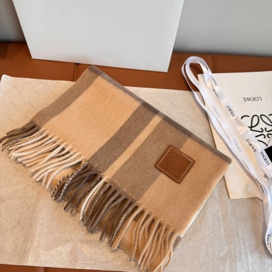 Replica Loewe Reversible Cashmere Scarf with Checkered Pattern 30 x 180cm Brown Clone Cheap