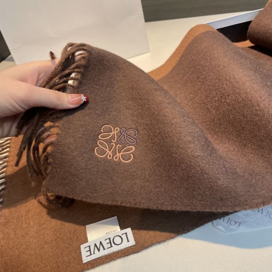 Replica Loewe Reversible Cashmere Scarf 30 x 180cm Brown Clone Cheap