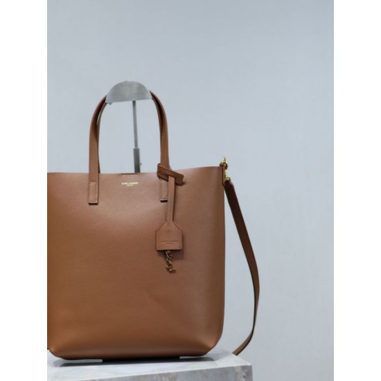 Replica YSL Saint Laurent Toy North/South Vertical Tote Bag Brown Clone Cheap