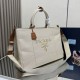 Replica Prada Jardinière Extra Large Cotton Canvas Tote Bag Beige Clone Cheap