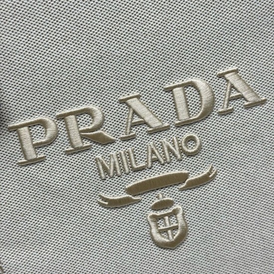 Replica Prada Jardinière Extra Large Cotton Canvas Tote Bag Beige Clone Cheap